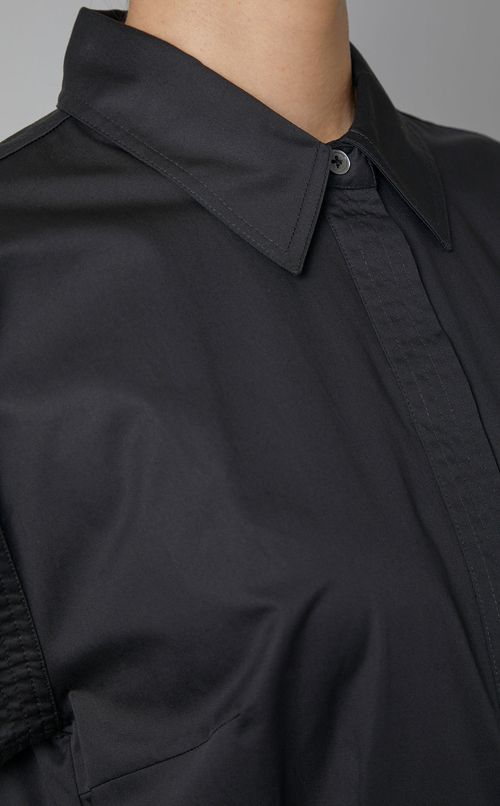 キャップスリーブロングシャツワンピース