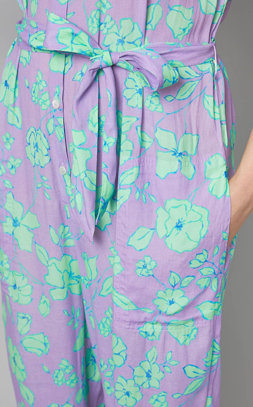 プリントノースリーブオールインワン