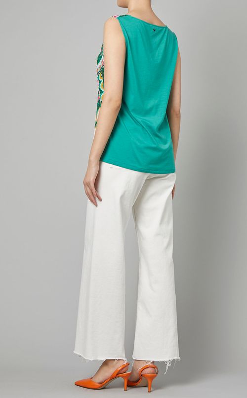 ペイントプリントノースリーブトップス