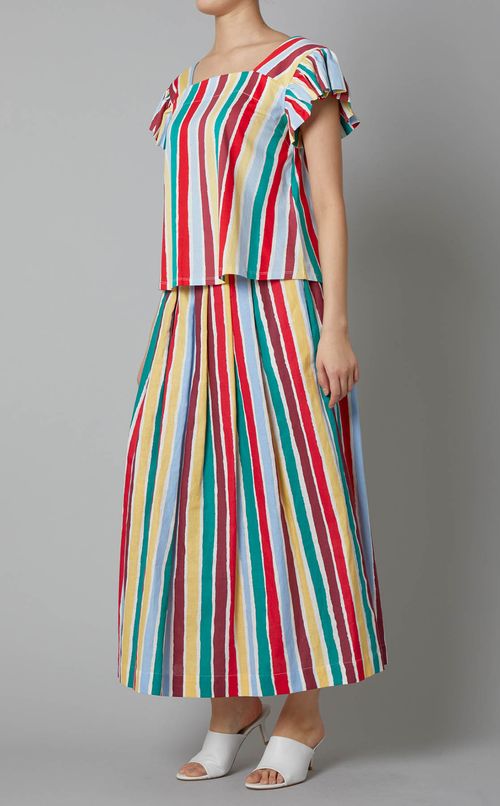 マルチストライプギャザースカート