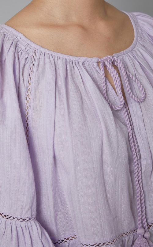 コッ卜ンリネンガーゼスモックブラウス