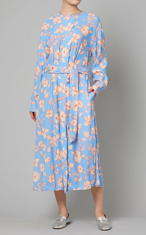 フラワープリントパイピングワンピース