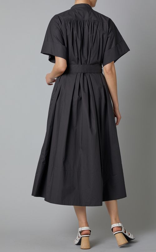 スタンドカラー半袖シャツワンピース