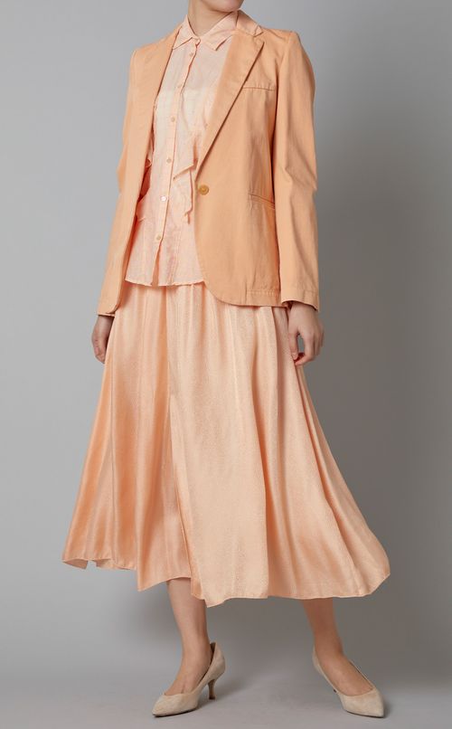 チェックステッチフリルノースリーブシャツ