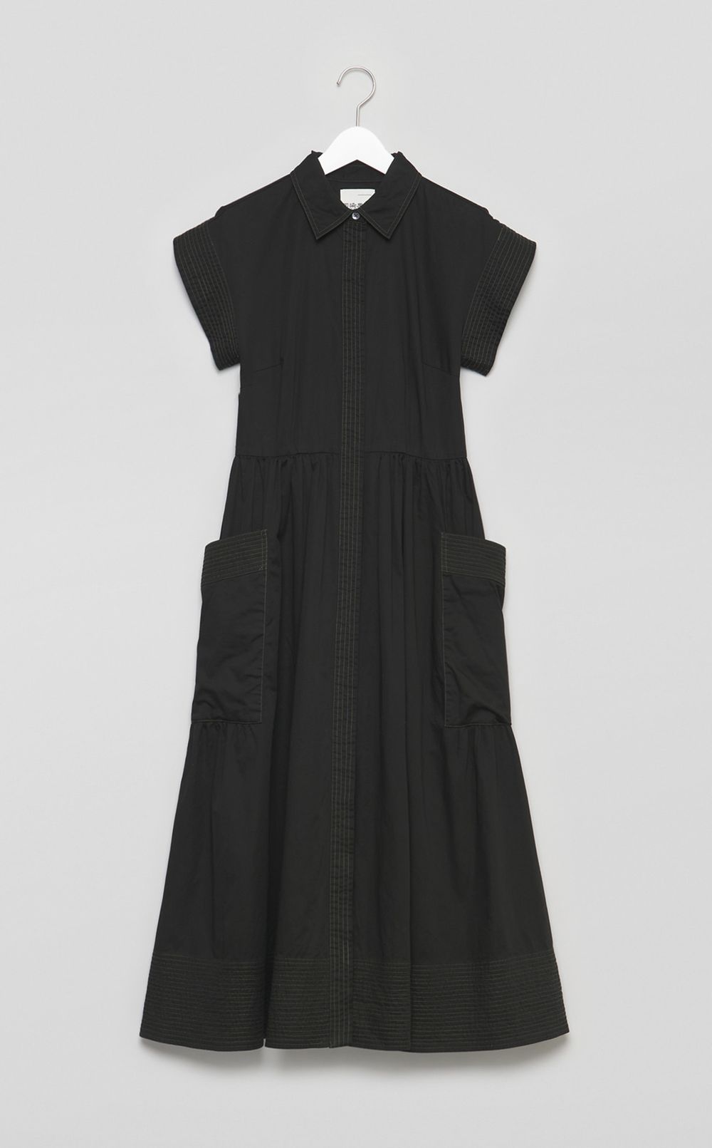 【reADdress】キャップスリーブロングシャツワンピース