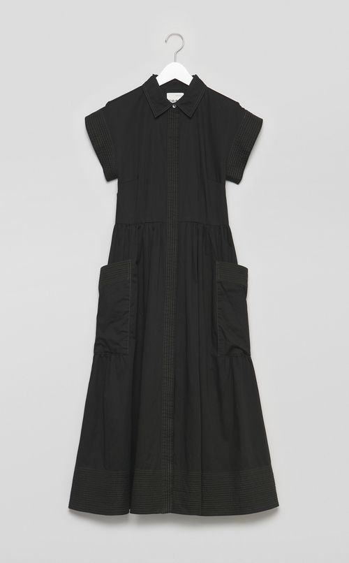 【reADdress】キャップスリーブロングシャツワンピース