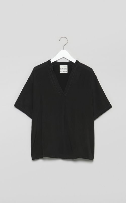 【reADdress】シルクVネックブラウス