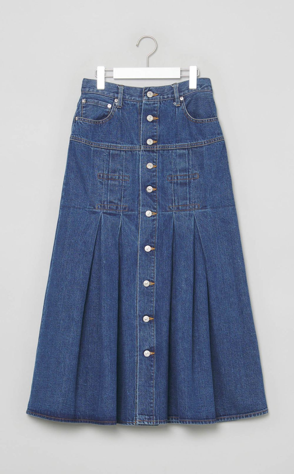 デニムフロントボタンタックスカート