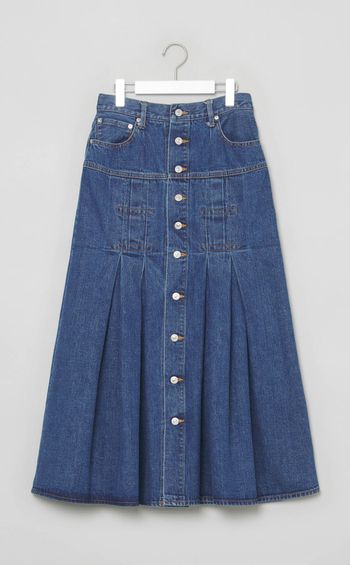 デニムフロントボタンタックスカート