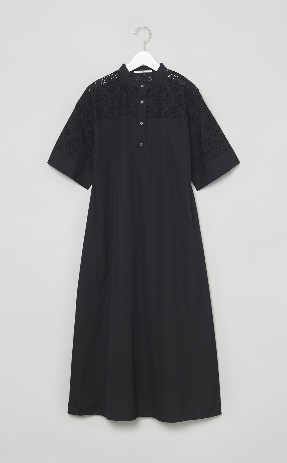 レース切替シャツワンピース