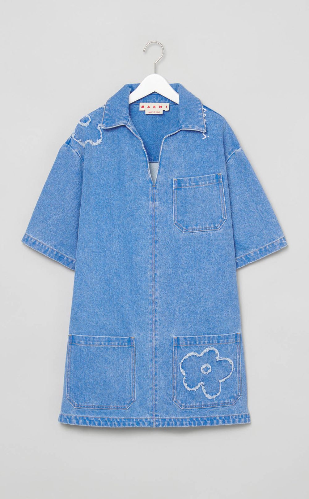 フラワーパッチデニムチュニックワンピース