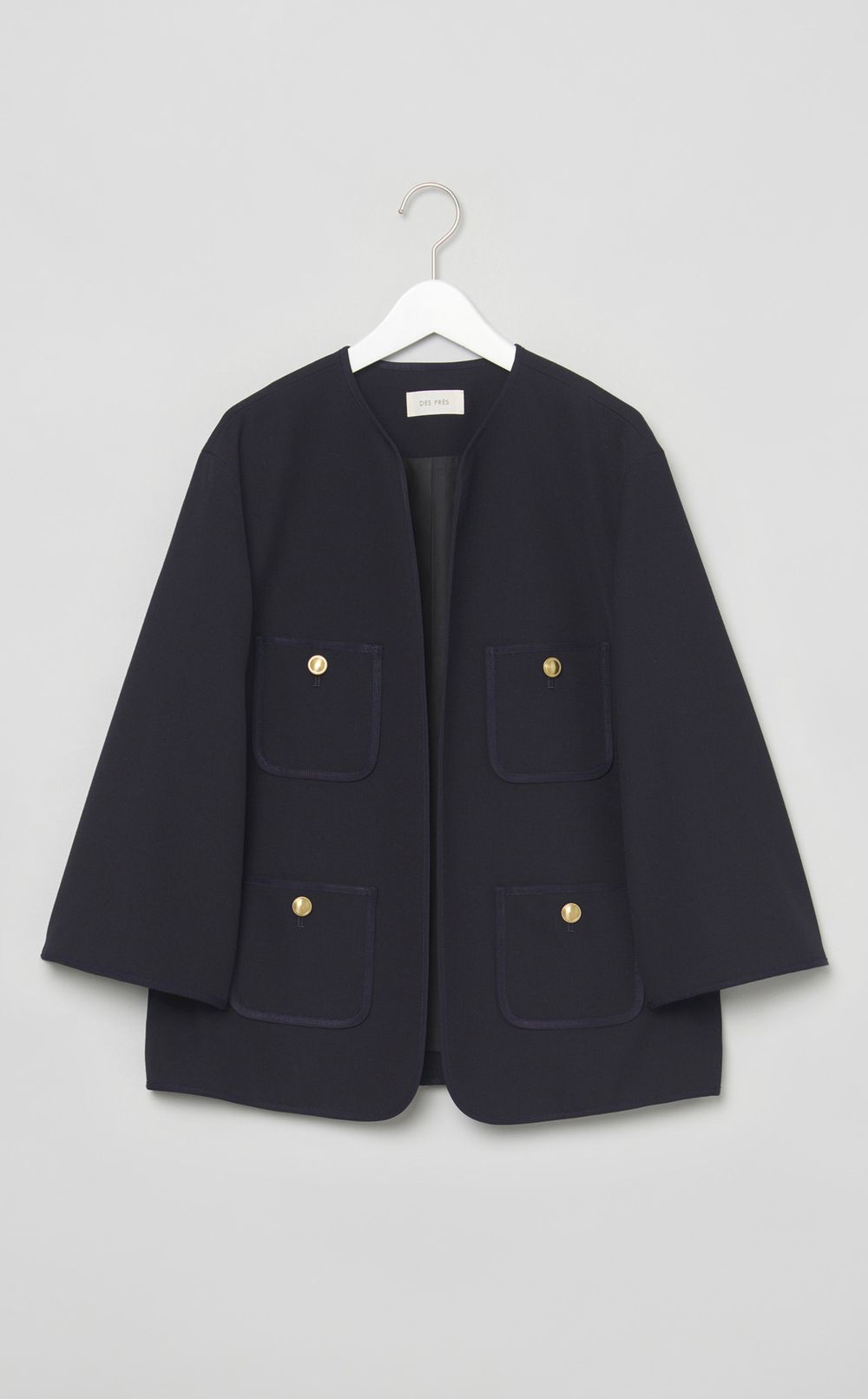 クルーネックミディジャケット