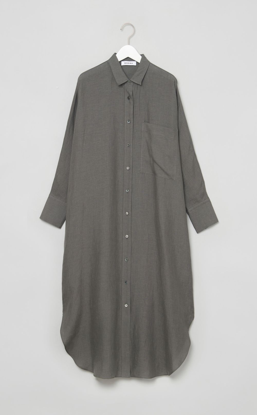 リネンロングシャツワンピース