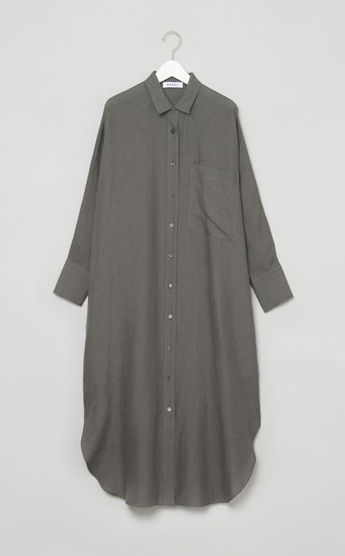 リネンロングシャツワンピース