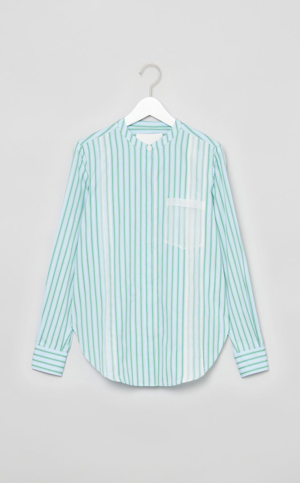 ストライプバンドカラーシャツ