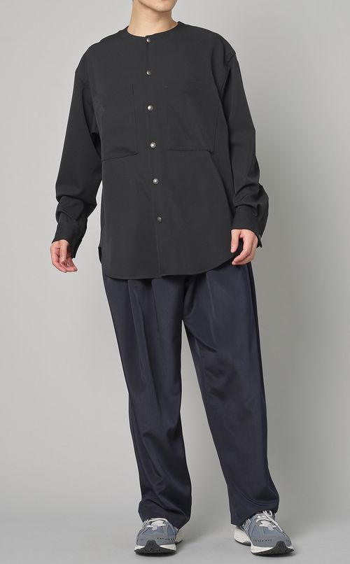 ウールギャバジンノーカラーシャツ