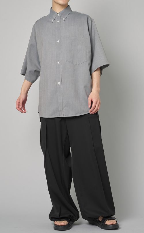 ウールメランジハーフスリーブシャツ