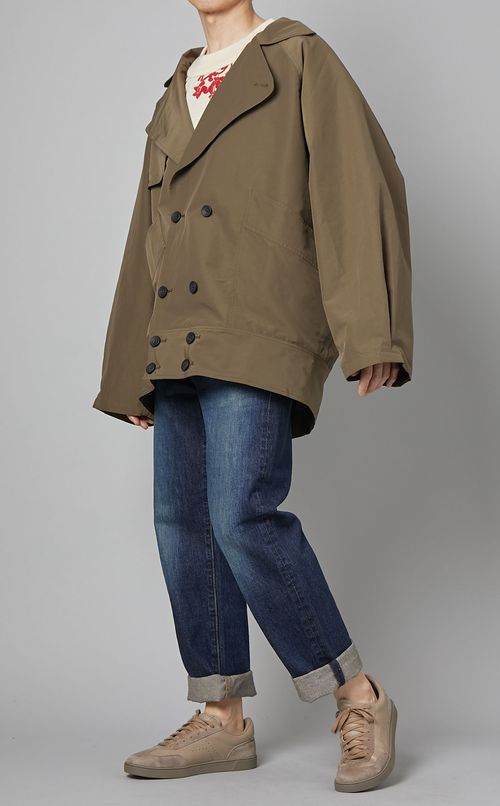 コットンナイロンショートトレンチ