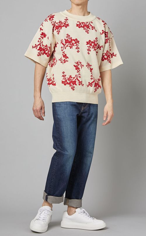 フラワージャガードプルオーバーニット