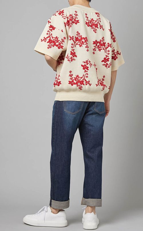 フラワージャガードプルオーバーニット