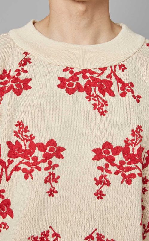 フラワージャガードプルオーバーニット