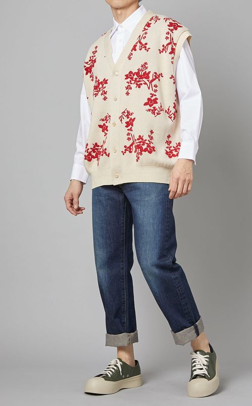 フラワージャガードニットベスト