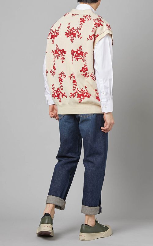 フラワージャガードニットベスト