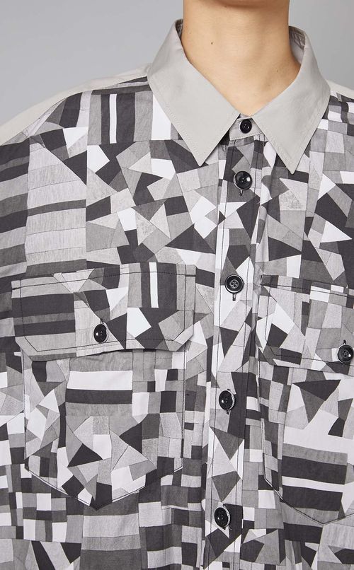 パッチワークプリントブロードシャツ