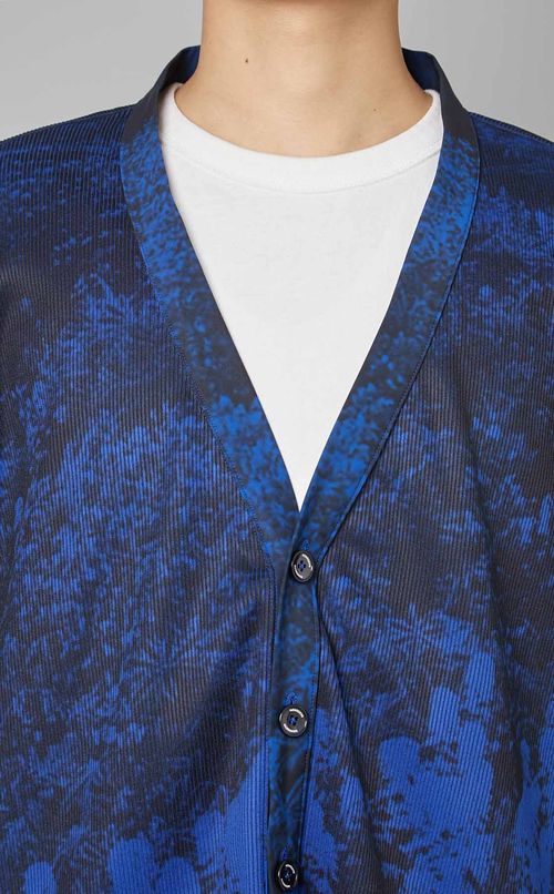 プリントリブビッグカーディガン