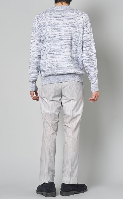 コットンリネンクルーネックニット