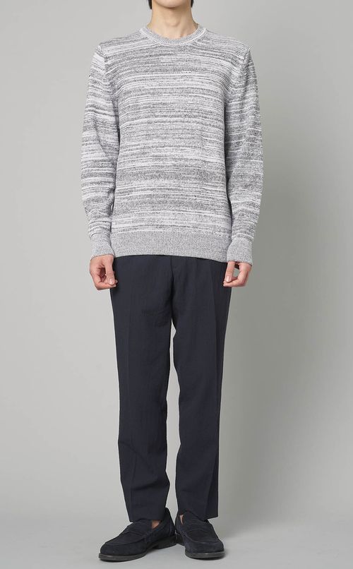 コットンリネンクルーネックニット