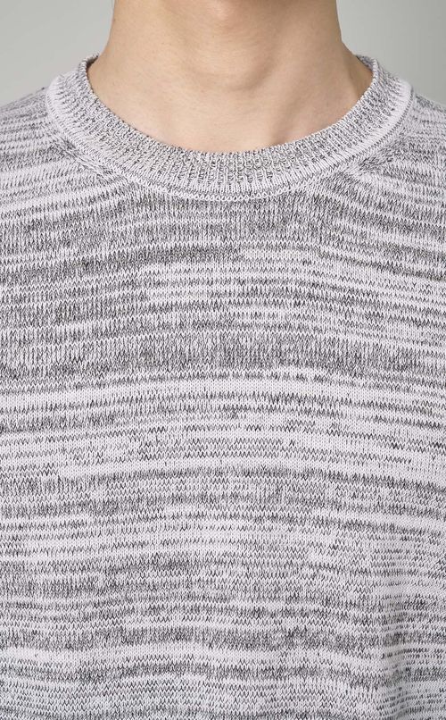 コットンリネンクルーネックニット