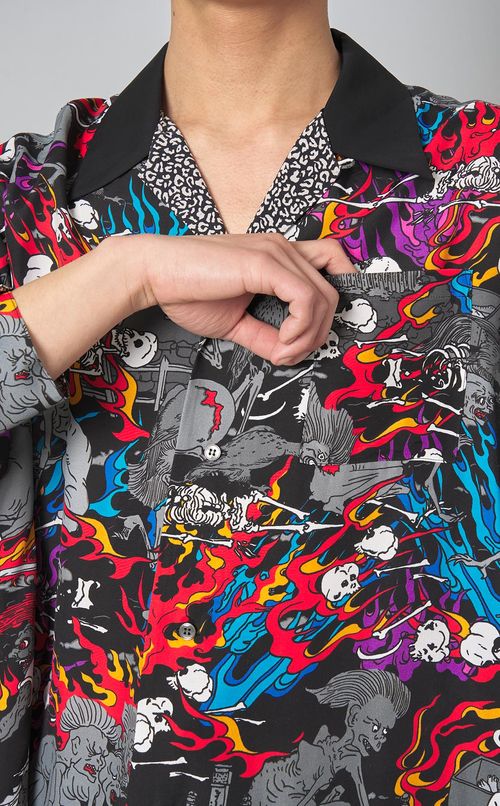 ゴーストプリントハワイアンシャツ