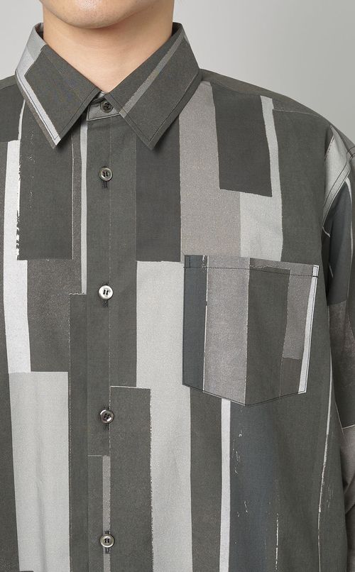 ブロックパターンボックスシャツ