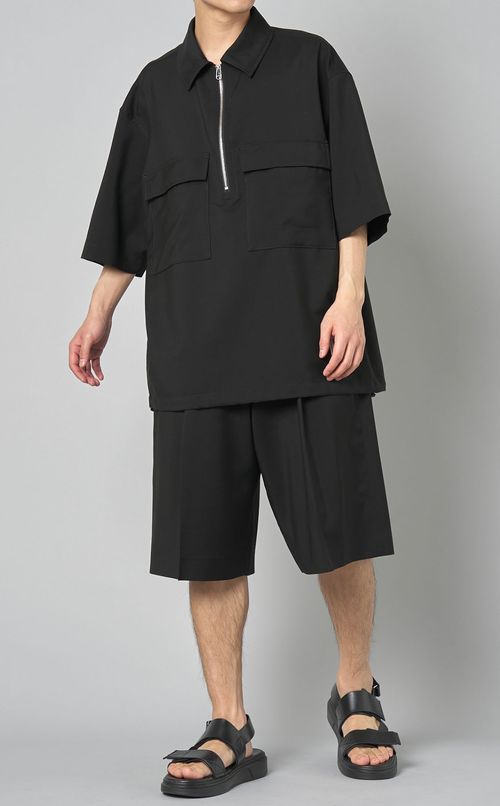 モヘアブレンドハーフジップシャツ