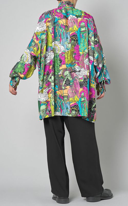 ブッダプリントカンフーシャツ