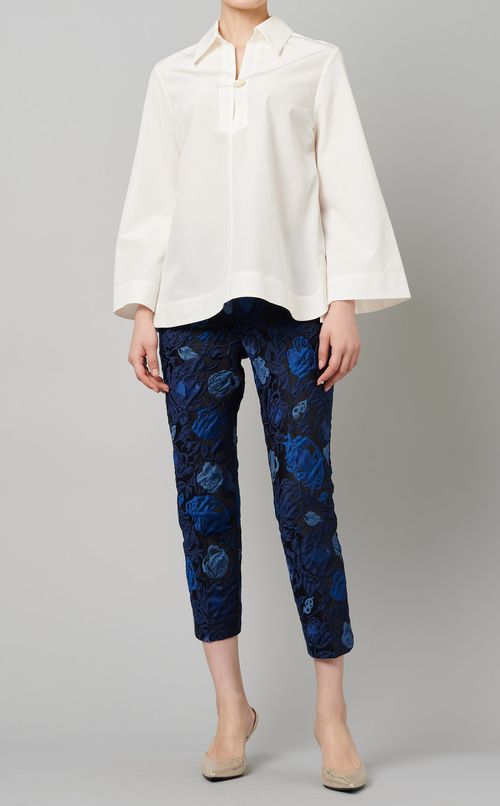 コットン混フレアスリーブシャツ