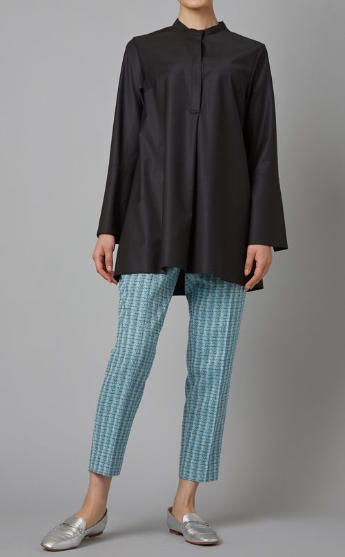 ウール混スタンドカラーシャツ