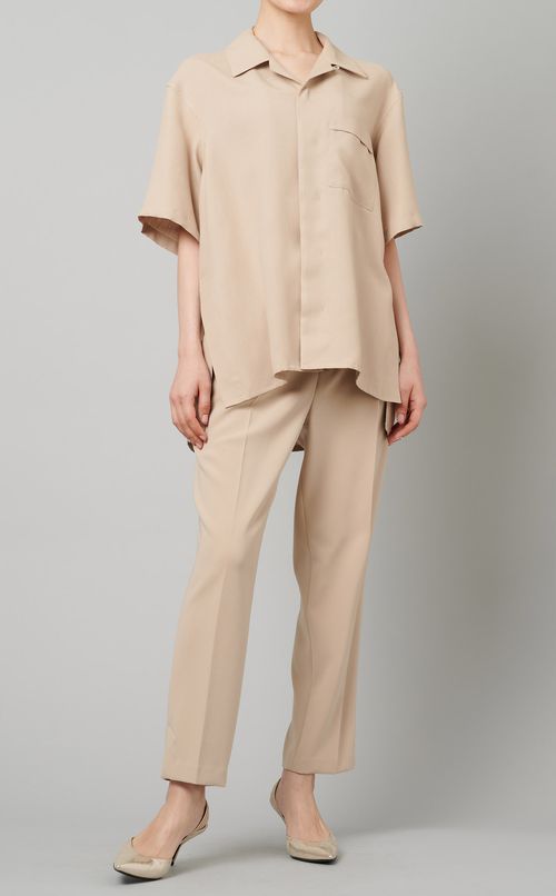 オープンカラースリットシャツ