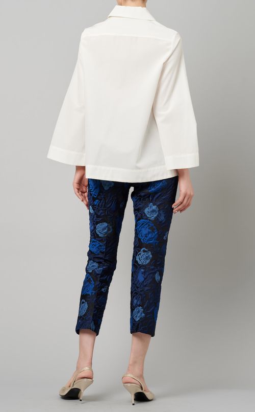 コットン混フレアスリーブシャツ