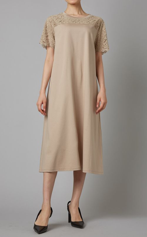 レース切替フレアワンピース