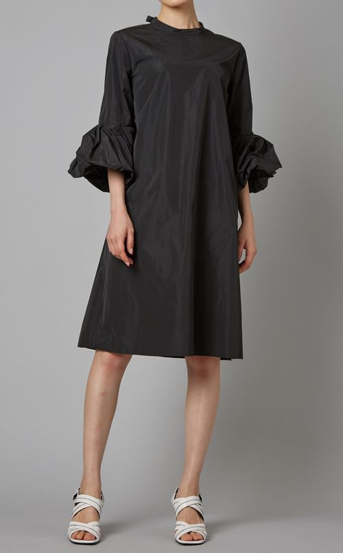 シャンブレーボリュームスリーブワンピース