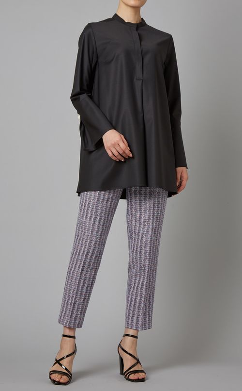 ウール混スタンドカラーシャツ