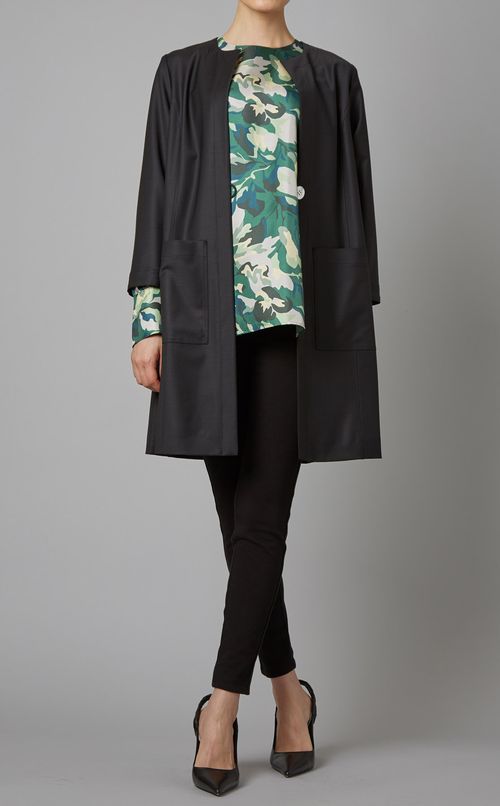 ウール混ノーカラージャケット