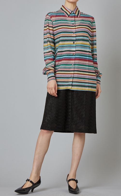 ラメ入りマルチカラージグザグシャツ