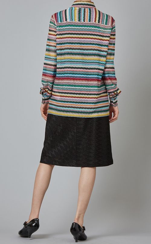 ラメ入りマルチカラージグザグシャツ