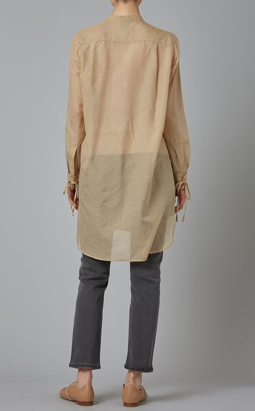 シルク混フロントタックシャツ