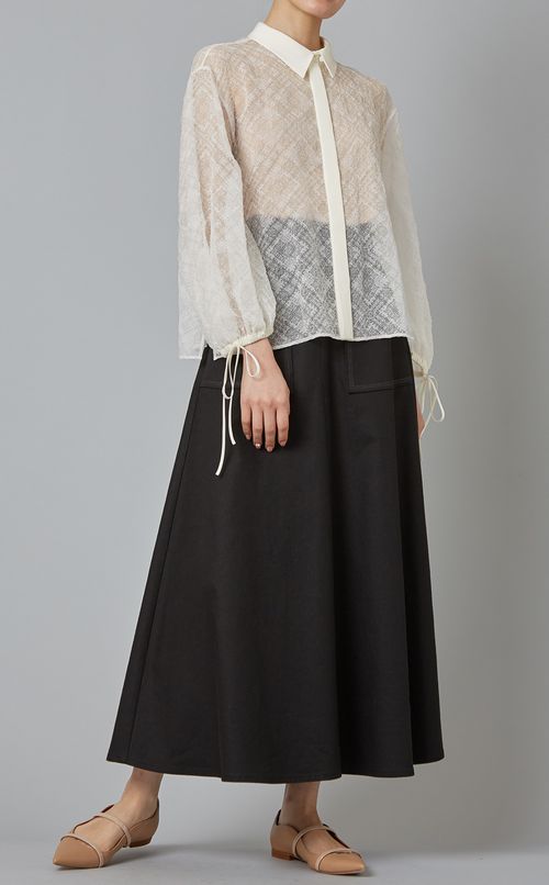 結晶柄シルクブラウス