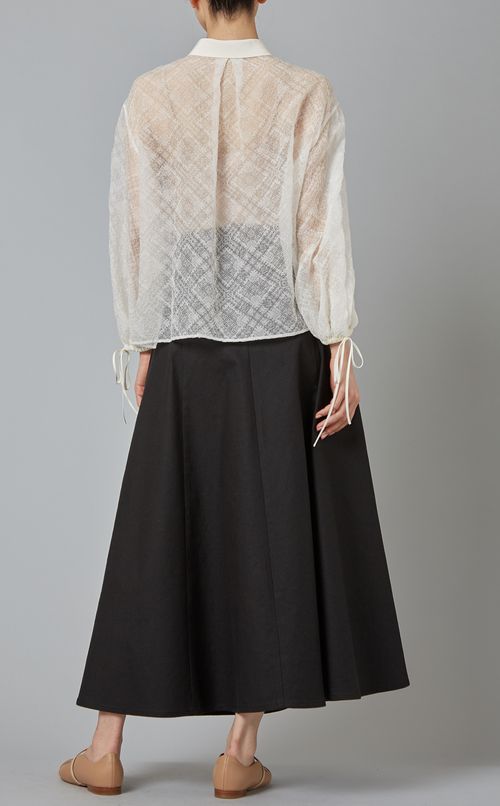 結晶柄シルクブラウス