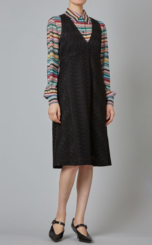 ラメ入りマルチカラージグザグシャツ